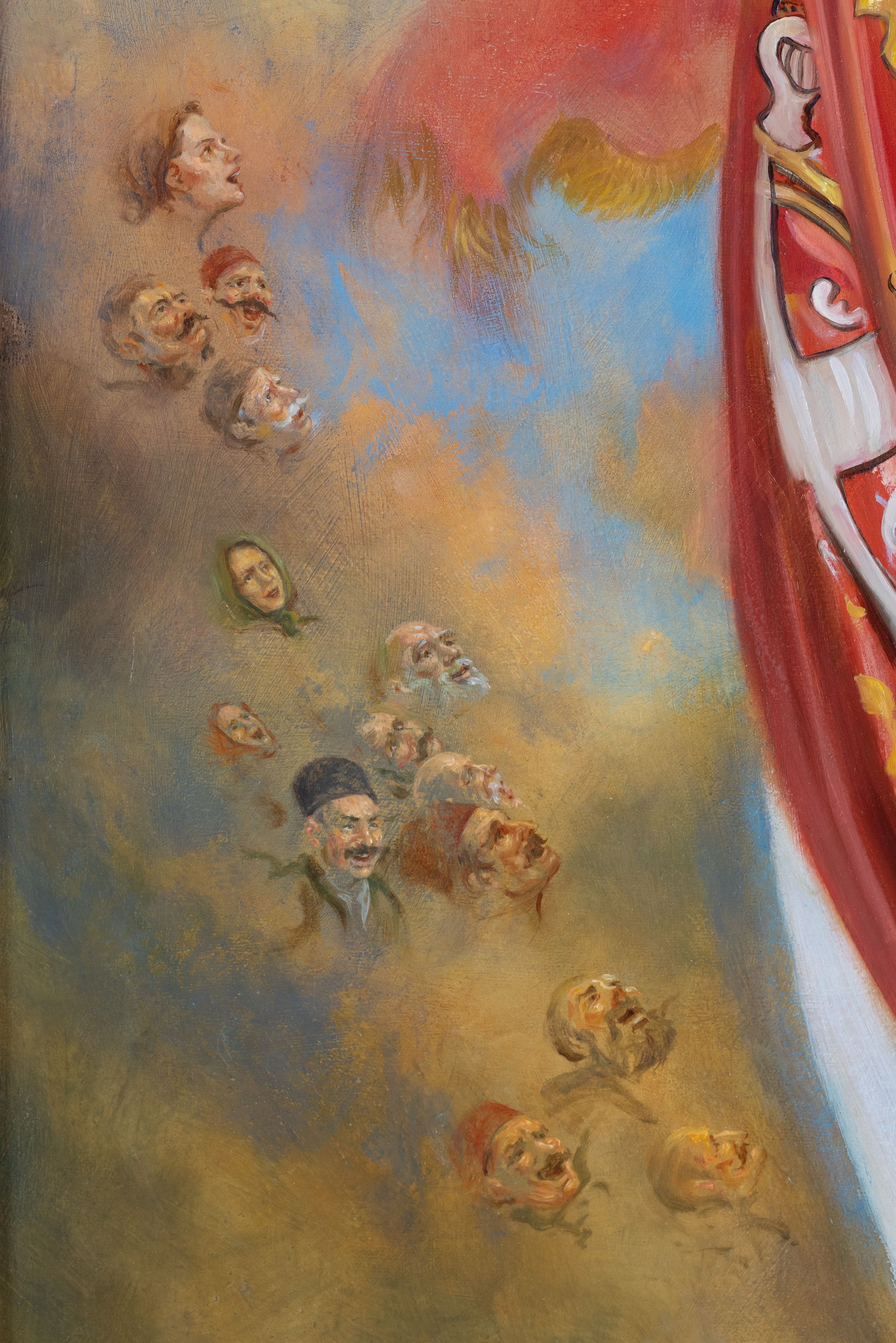 Ulje na platnu, slika naroda koji je radostan i smeje se. Ova slika predstavlja narod koji srecno glada u uzdizanje karadjordjevog duha u vecnost na slici za vecnost.