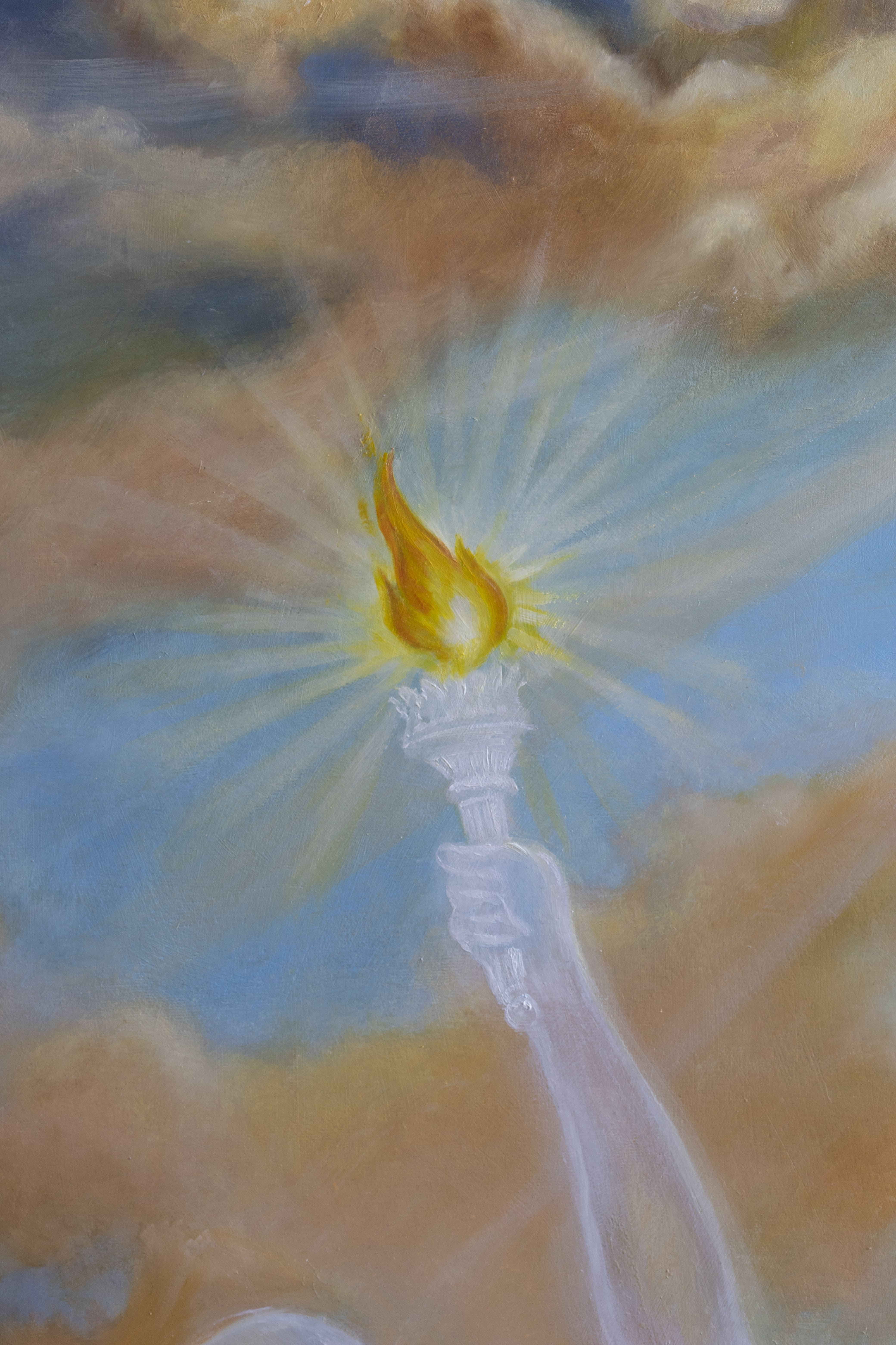 Ulje na platnu predstavlja baklju, buktinju slobode koja gori za vecnosti i nosi je karadjordjev duh oslobodilac