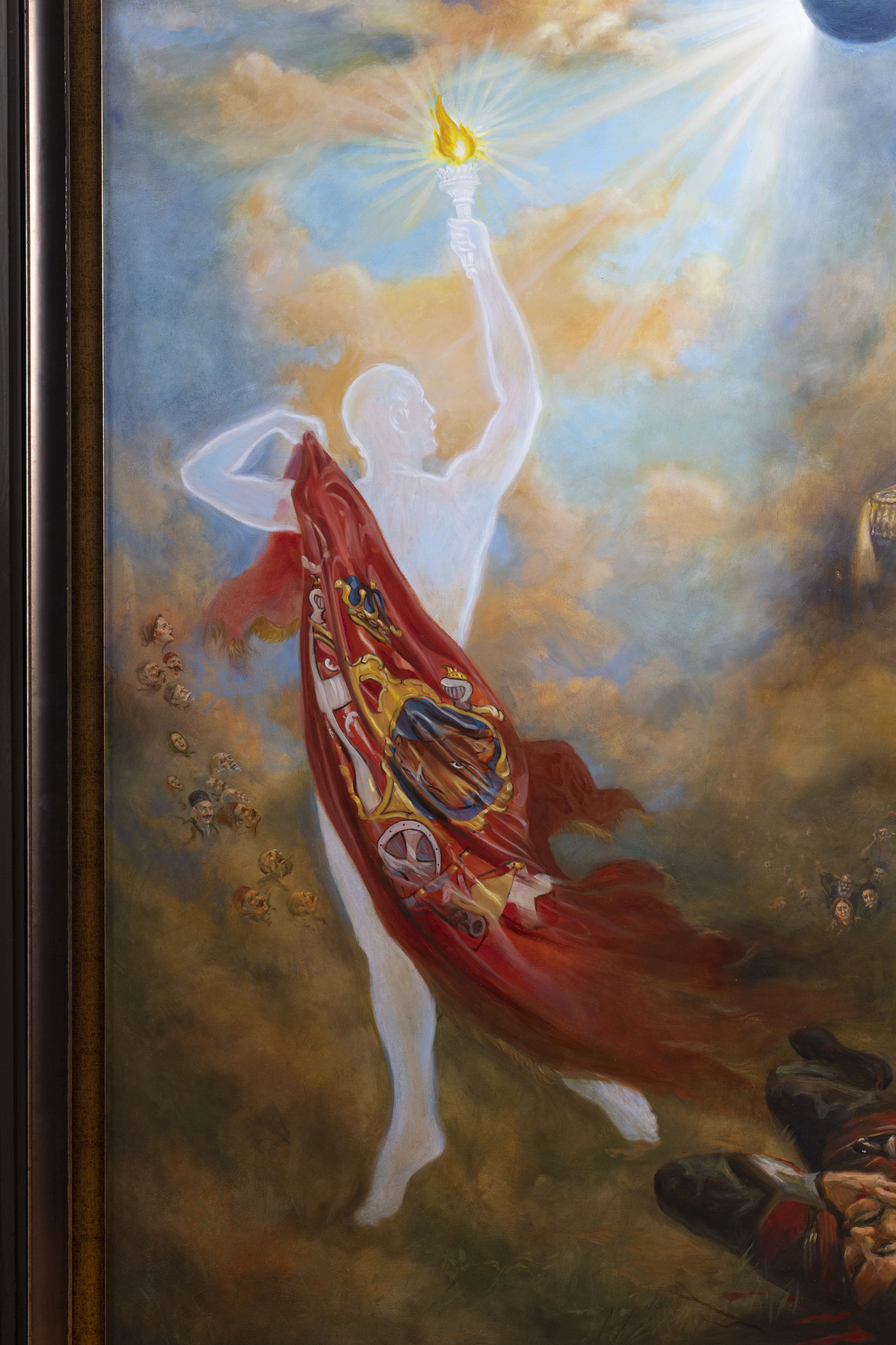 Karađorđe zastava divlja svinja i krst se uzdižu u nebo noseći ih duh Đorđa Petrovića