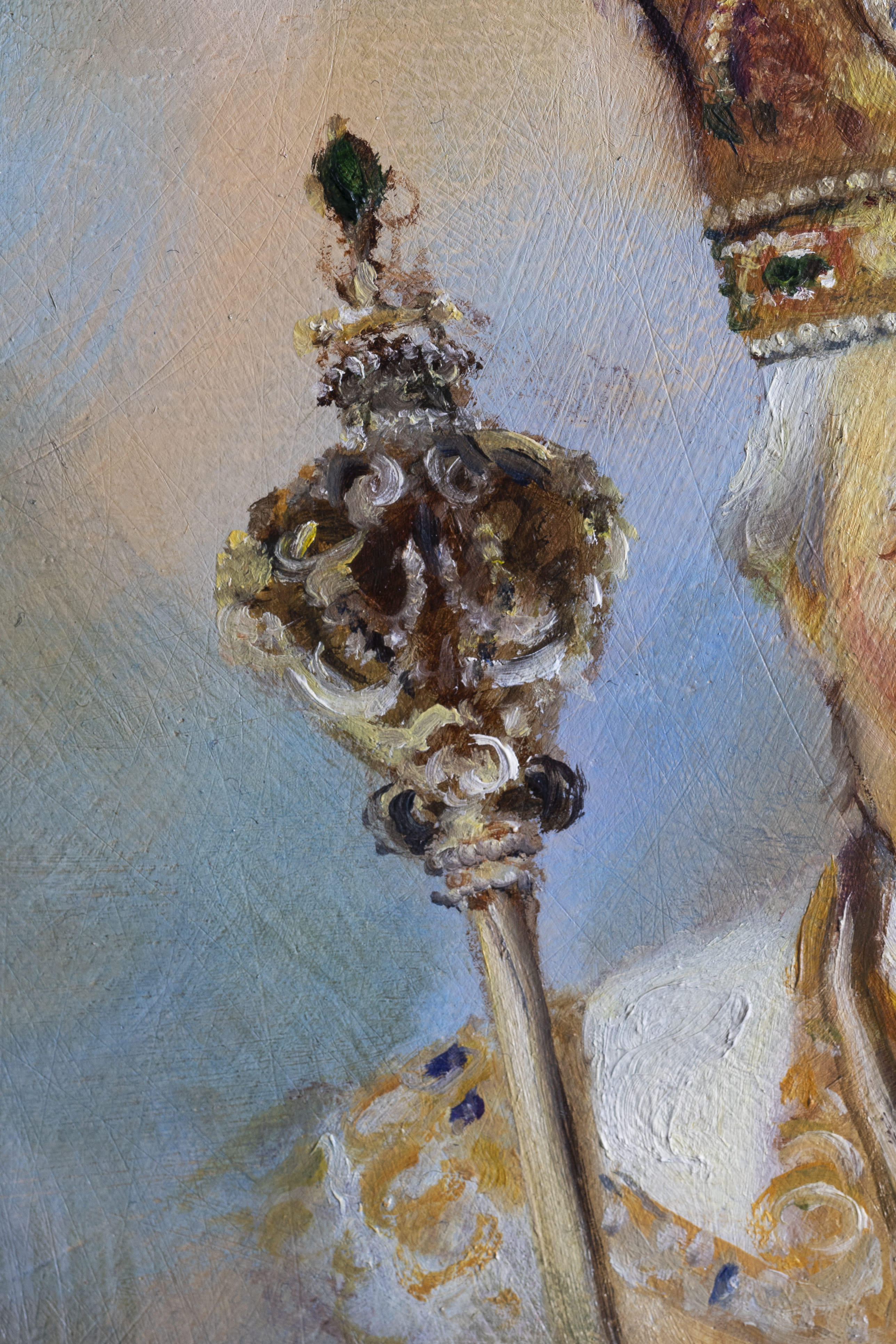 Autentican prikaz skiptra, stapa koji nosi austro ugarski car za vreme karadjordjeve smirti - Austro-Ugraski car franja I - ulje na platnu